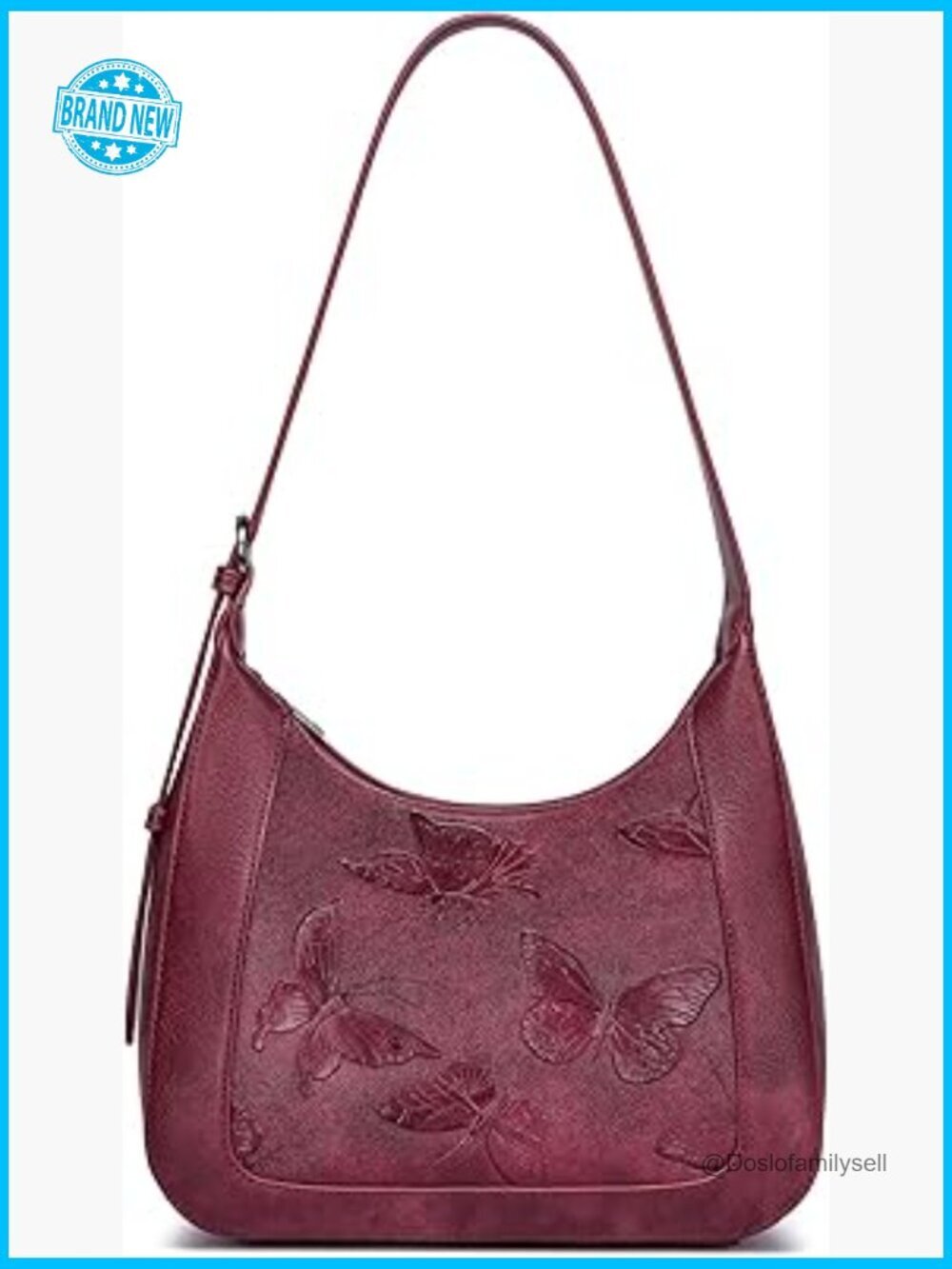 Butterfly Vegan Leather Hobo Purse Shoulder Bag Top Handle Underarm Handbag